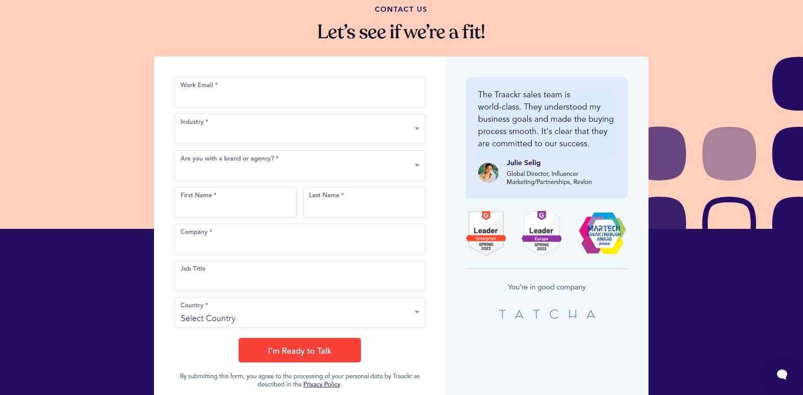 Traackr: Influencer Marketing Software Price Form