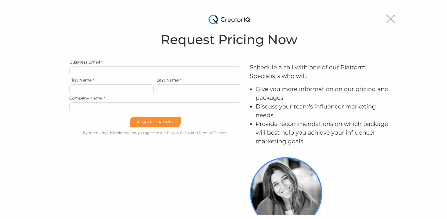 CreatorIQ Pricing Page