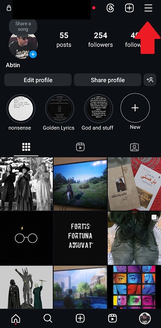 How to Archive Instagram Post: tap on 3 lines